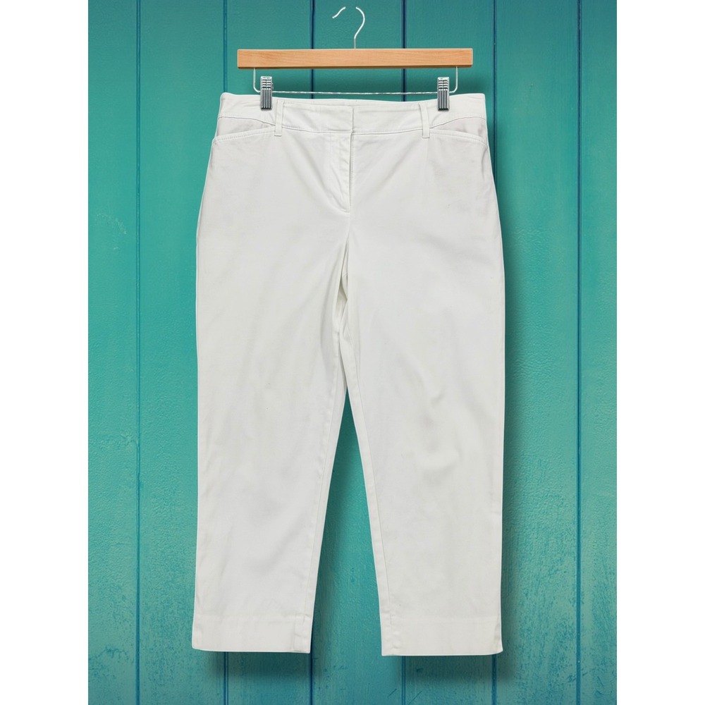 Talbots Perfect Crop White Cotton Blend Straight Leg Pants 8P